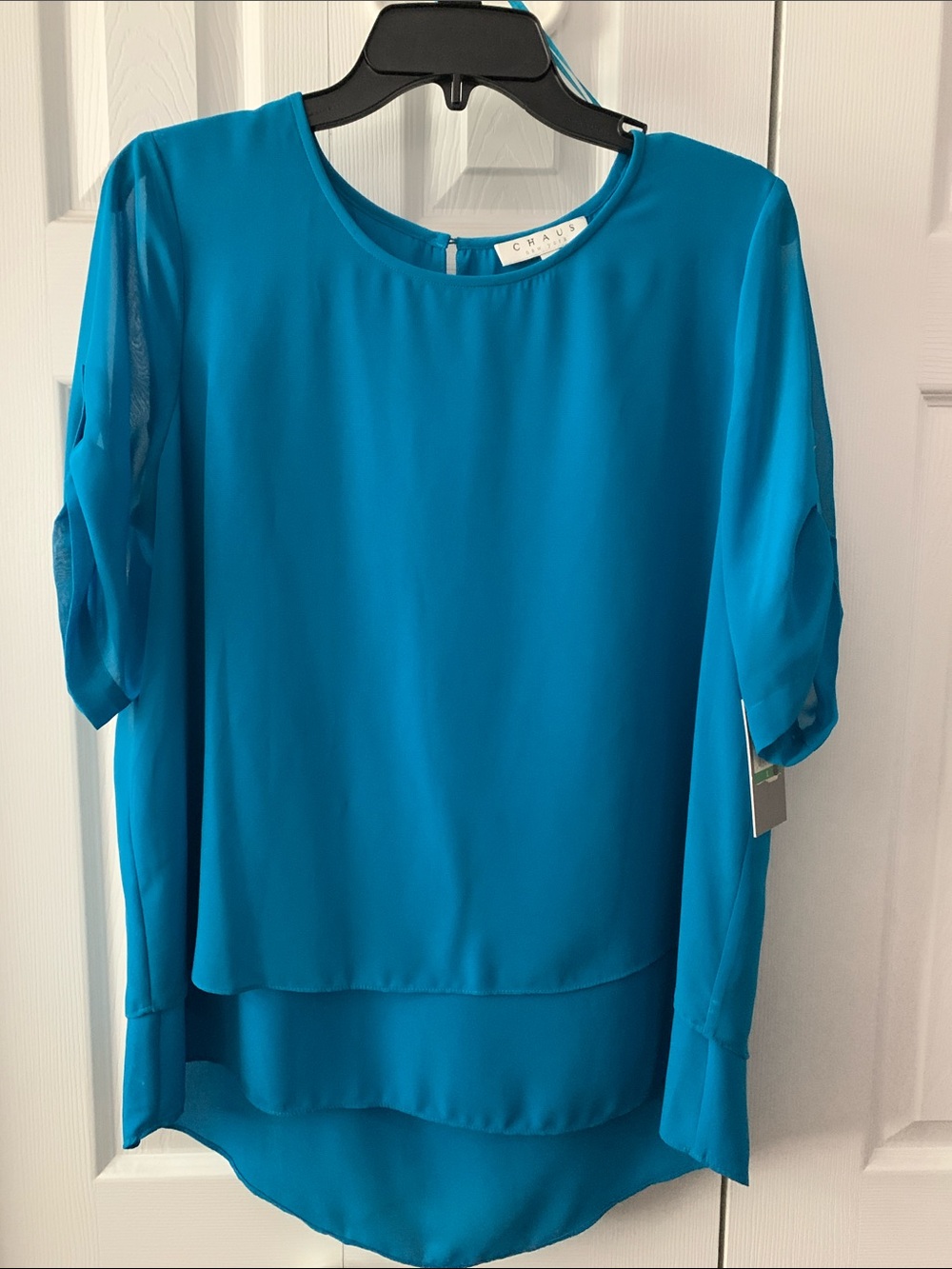 Chaus Teal Layered Chiffon Top - Women